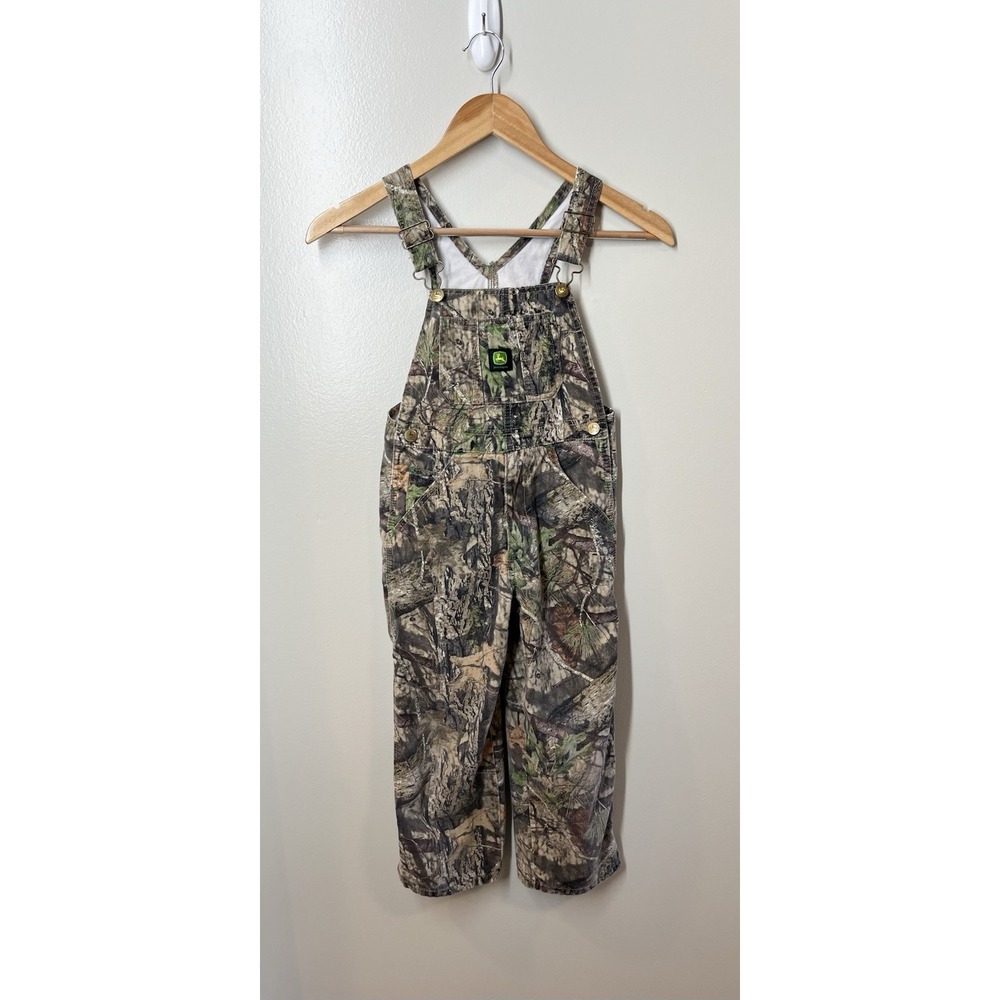 John Deere Boys Overalls Camo Mossy Oak Sz 7 Casual Farm Outdoor Hunting